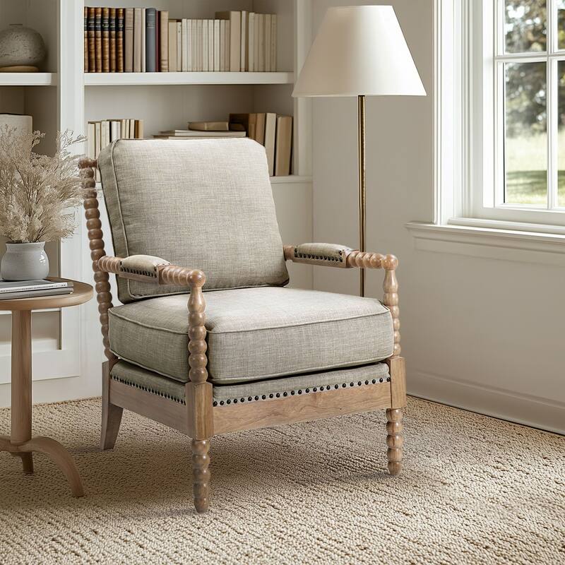 Madison Park Donohue Turned Wood Frame Armchairs (Set of Two) - 25.5"W x 32"D x 35.75"H