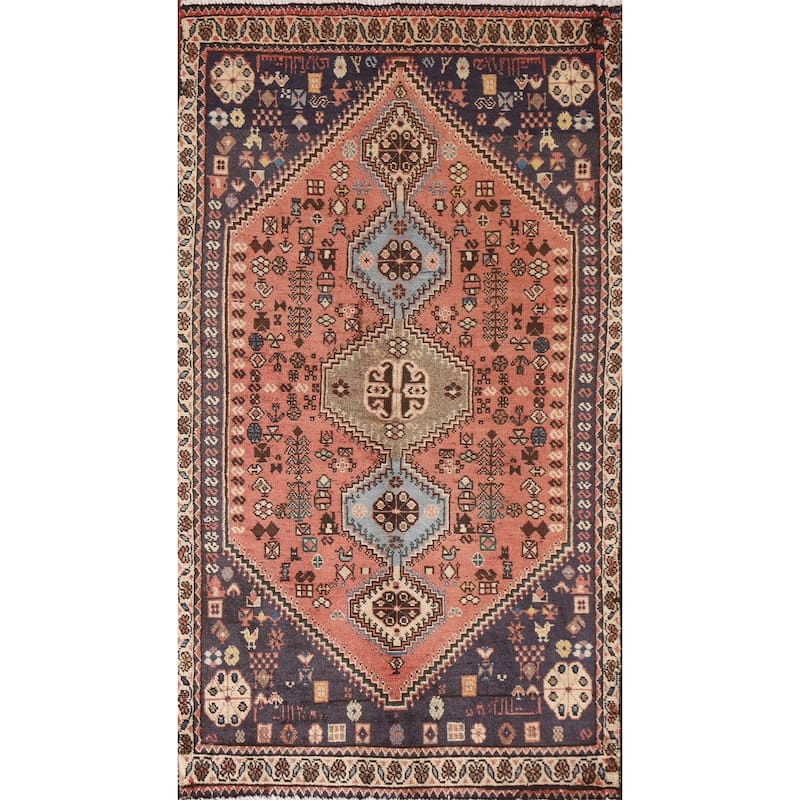 Geometric Abadeh Persian Vintage Runner Rug Handmade Wool Carpet - 2'2"x 4'8"