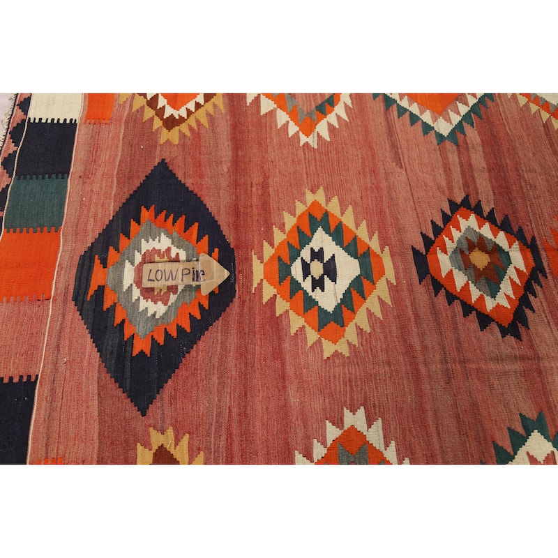 Vegetable Dye Kilim Qashqai Persian Rug Hand-Woven Vintage Wool Carpet - 4'4"x 6'6"