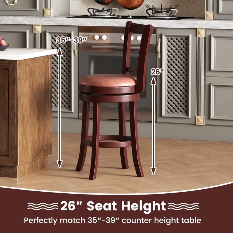 Gymax 26'' Counter Height Swivel Barstools Set of 2 High Backs &