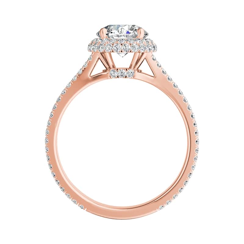 Auriya 14k Gold 1 carat TW Round Halo Diamond Engagement Ring (G-H, VS1-VS2)