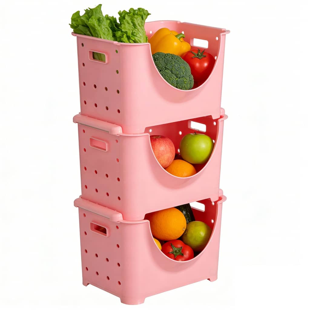 Basicwise Plastic Stackable Storage Containers