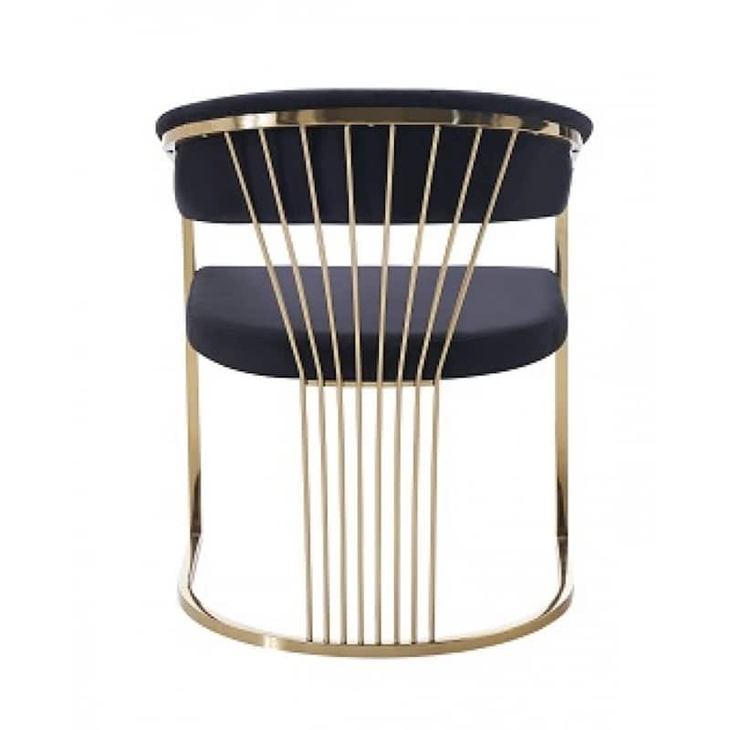 Modern Black and Gold Velvet Upholstered Dining Chair with Steel Legs - 24.80” x 23.60” x 32.20”