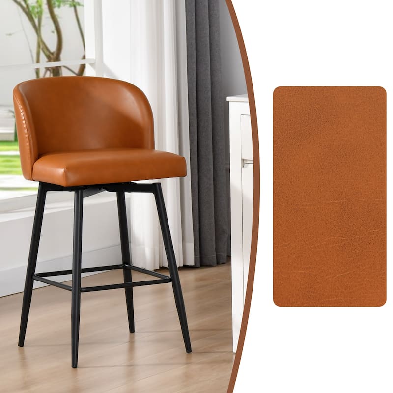 Modern 27" Counter Height Swivel Barstool with Faux Leather Upholstered