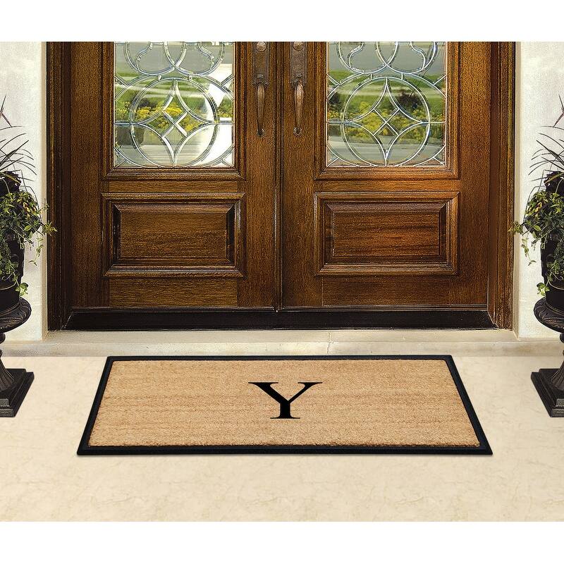A1HC Rubber/Coir Molded Monogrammed Double Doormat 18"x48"