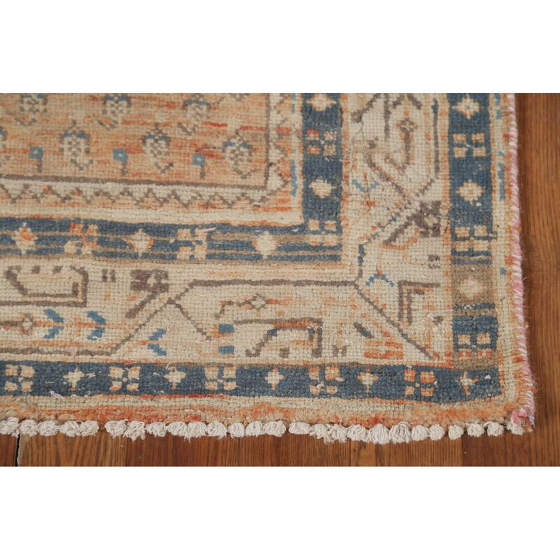 All-Over Botemir Persian Vintage Runner Rug Hand-Knotted Wool Carpet - 3'5" x 9'5"