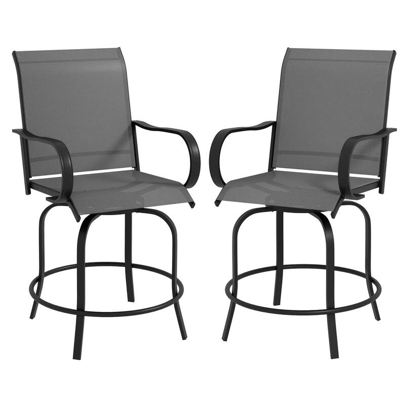 Outdoor Bar Stools Set of 2, 360° Swivel Bar Height Chairs