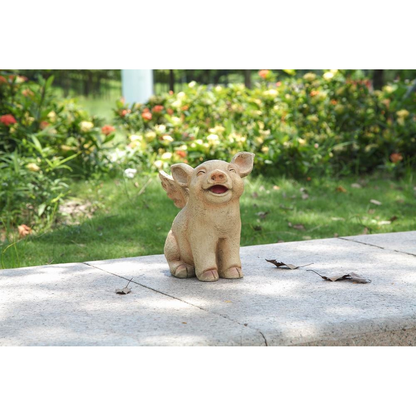 happy pig☆様 Laughing Pig with Wings Outdoor Garden Statue - 8.75