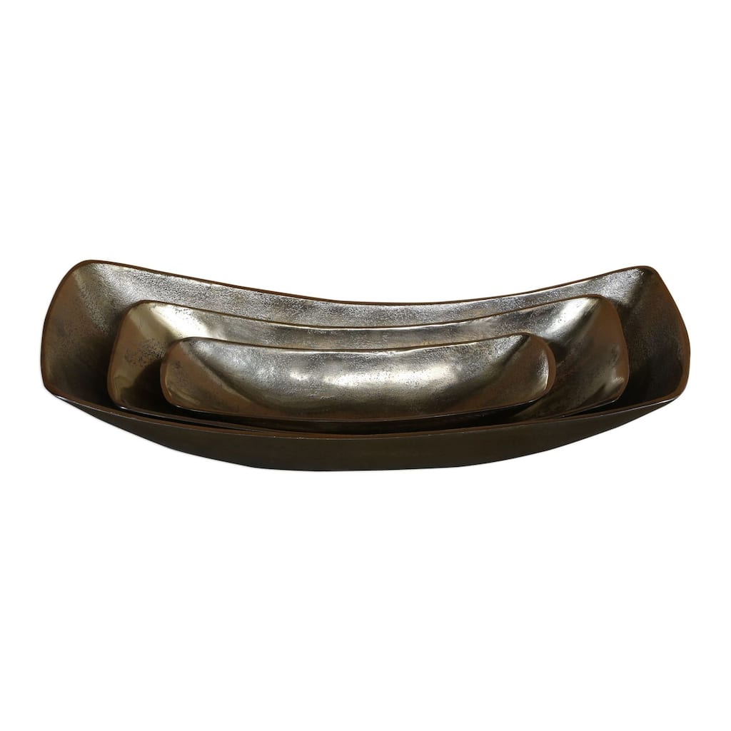 Uttermost Anas 20" Wide Rustic Decorative Cast Aluminum Bowls - Set of