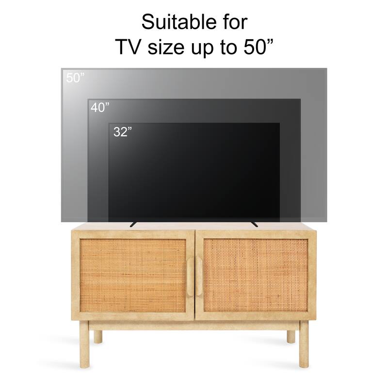 Kate and Laurel Ori Rattan Console Floor Cabinet - 38x16x23