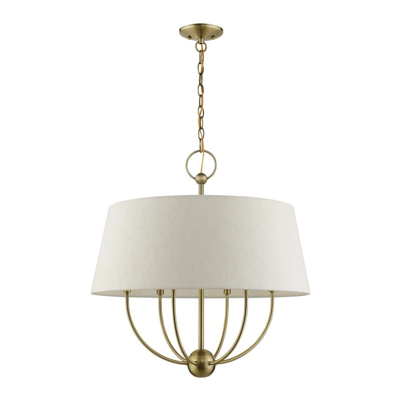 Livex Lighting 6-light Antique Brass Pendant Chandelier, 49446-01 - 24"W x 25.5"H