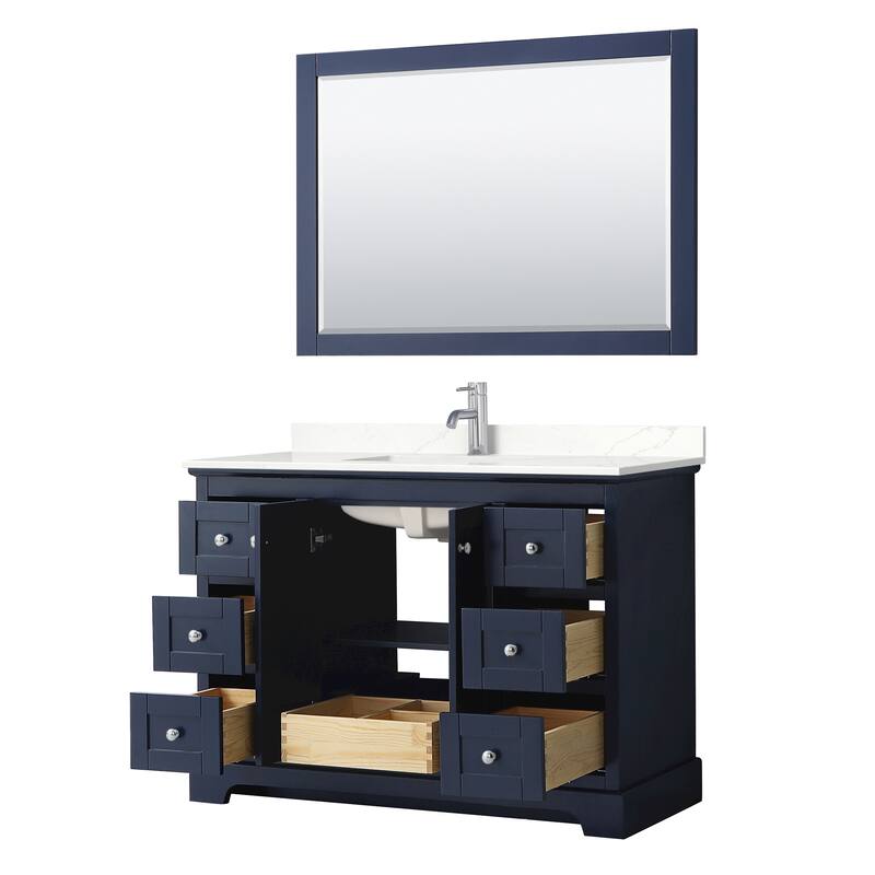 Avery 48-inch Single Vanity, Quartz Top, 46-inch Mirror