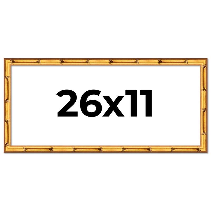 26x11 Frame Gold Bamboo Picture Frame Modern Photo Frame Includes UV Acrylic Shatter Guard Front Acid Free Foam Backing Board