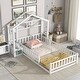 preview thumbnail 3 of 16, Twin Size House-Style Headboard Floor Bed with Built-in Stand, Guardrails, and Slats Support
