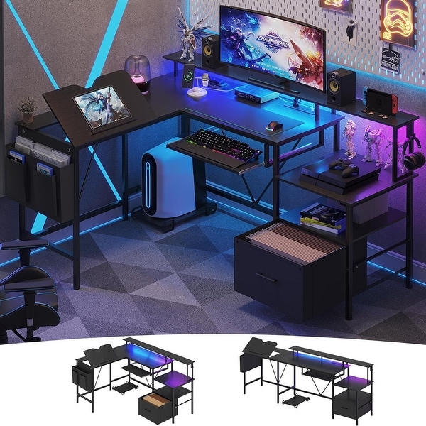 ategisデスク Amazon.com: Aheaplus LED Gaming Desk with Hutch, 47.2'' Computer