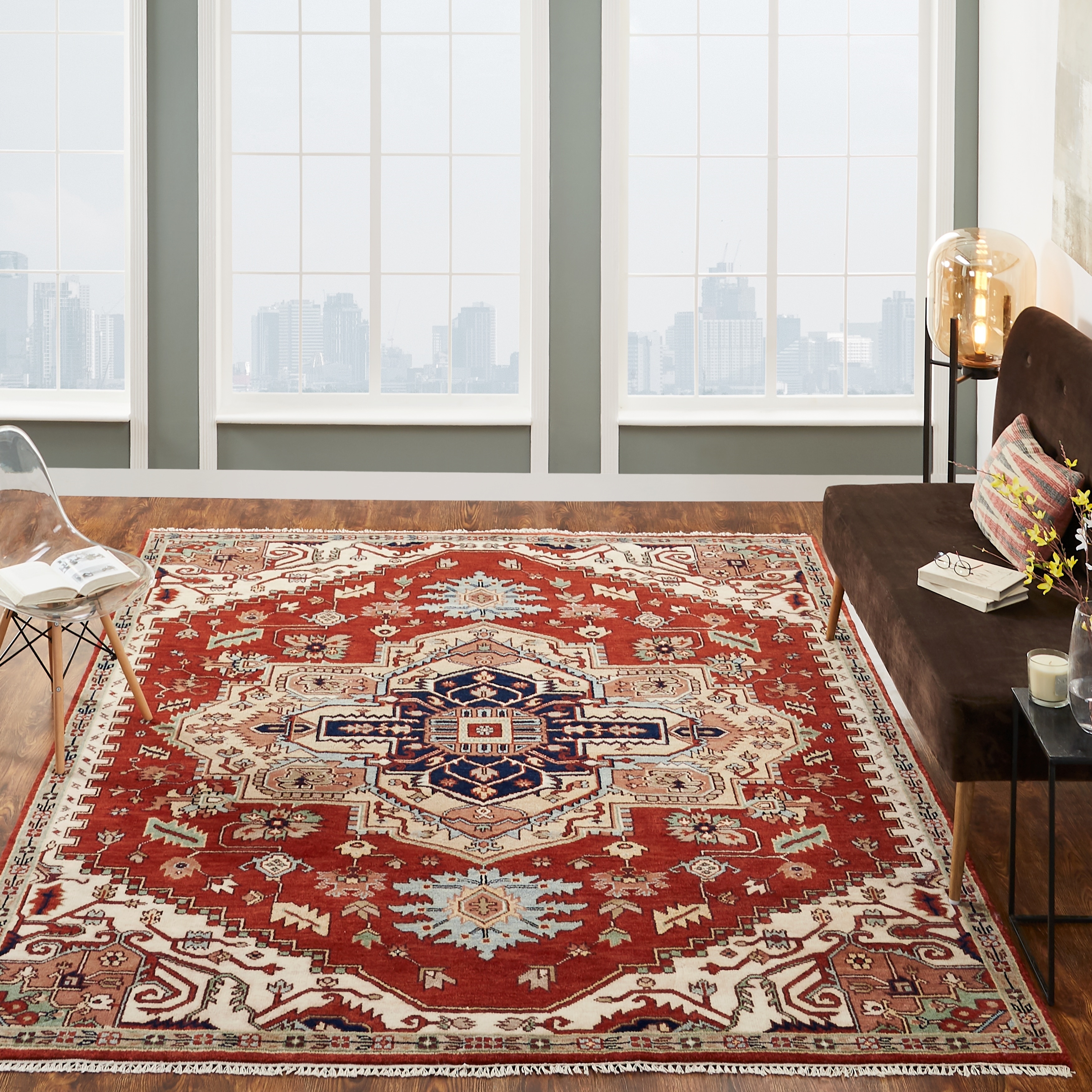 KALATY Claret Hand-Knotted Area Rug