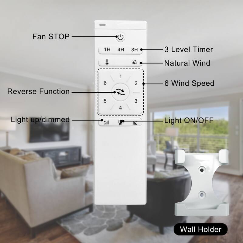 Clihome 52 Inch 6 Speed Remote DC Motor Ceiling Fan Light