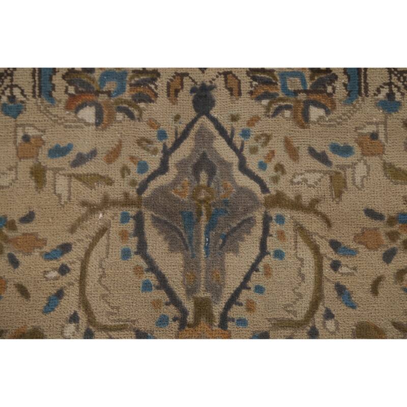Tabriz Persian Vintage Rug Handmade Traditional Beige Wool Carpet - 6'10"x 9'10"