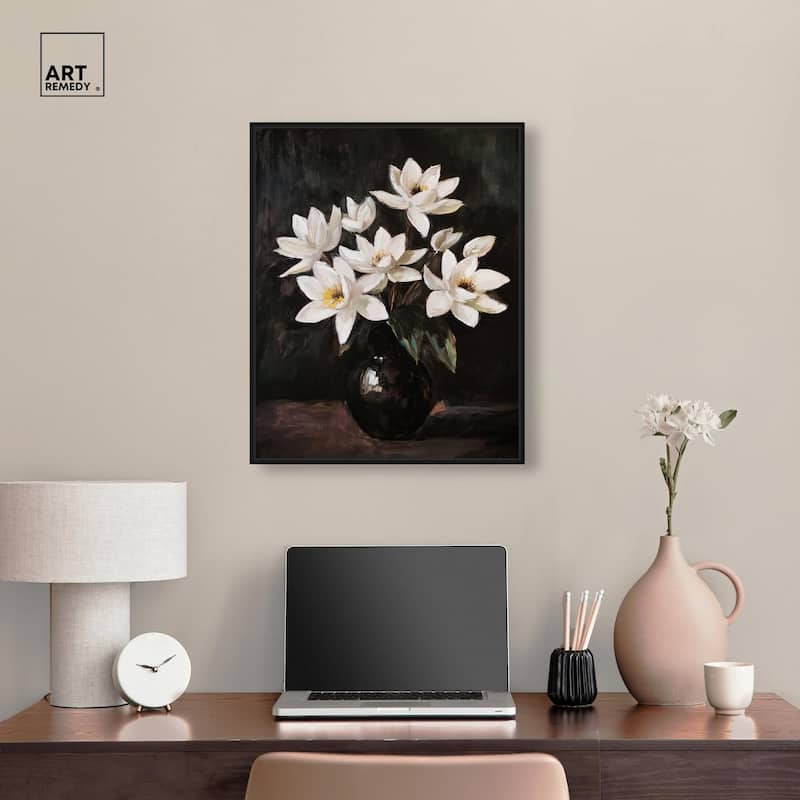 Chiaroscuro Flowers Canvas by Art Remedy