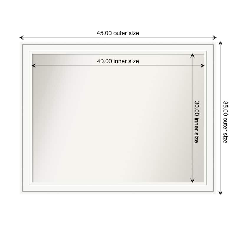 Craftsman White Framed Non-Beveled Custom Wall Mirror, Bathroom Vanity Mirror - Outer Size: 45 x 35