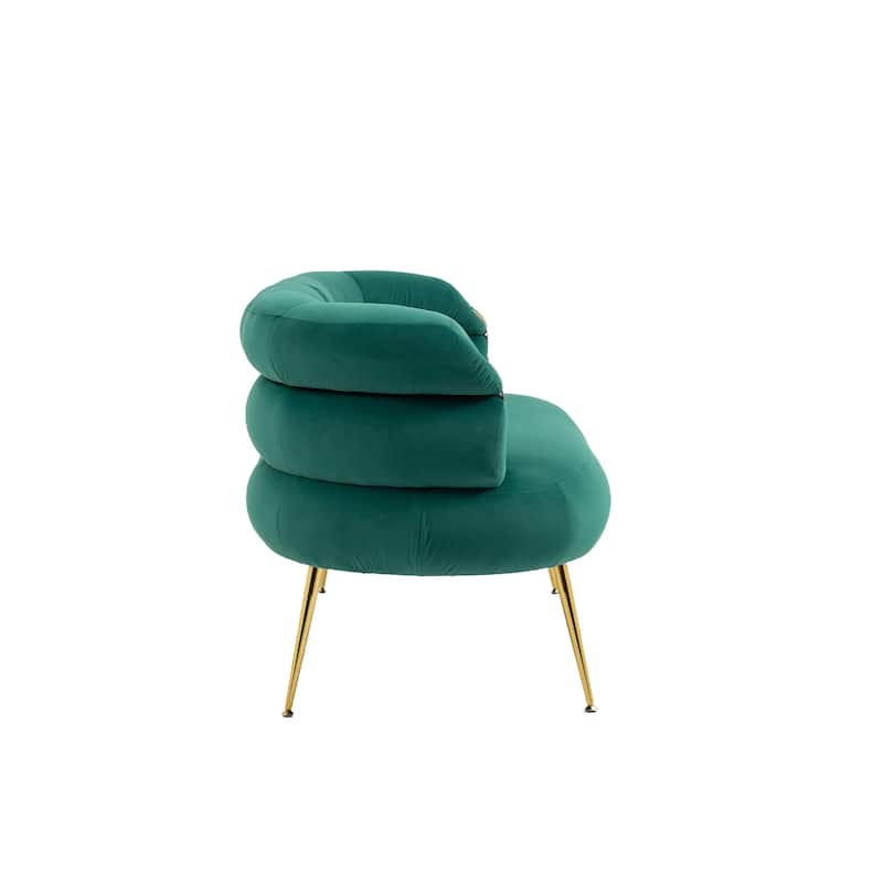 Velvet Upholstered Tubulous Accent Long Chair With Golden feet