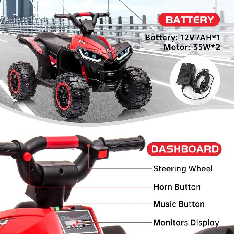 Kids ATV Ride on Toy 12V 4 Power Wheels for Kids