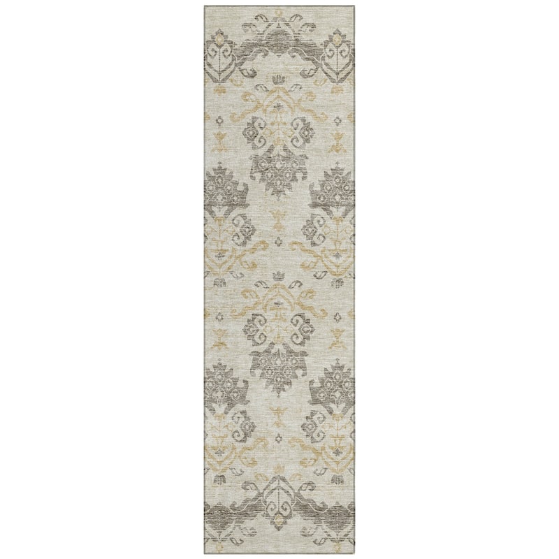 Machine Washable Indoor/ Outdoor Chantille Damask Medallion Rug