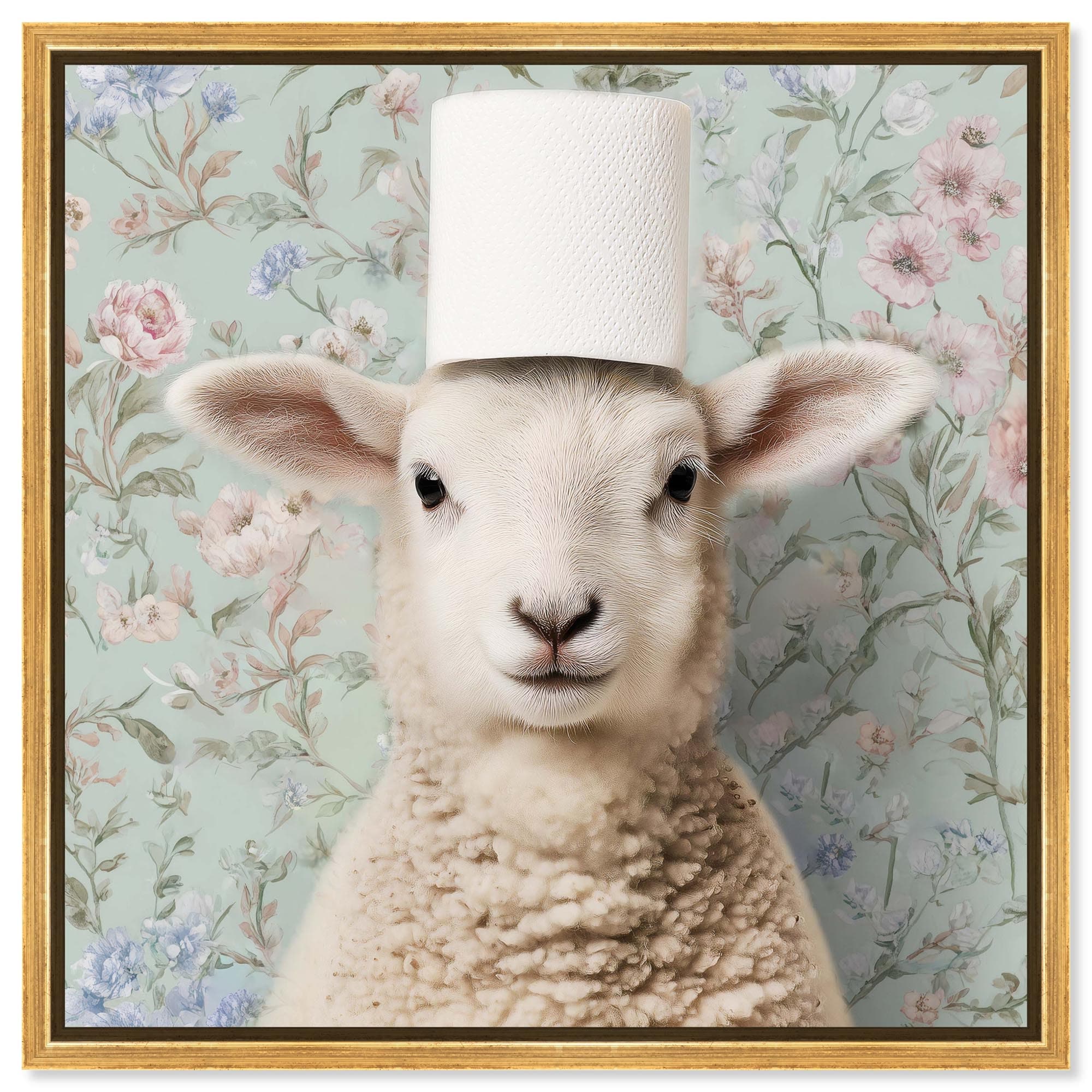 Dainty Lamb Toilet Roll Bathroom Canvas Print by Art Remedy