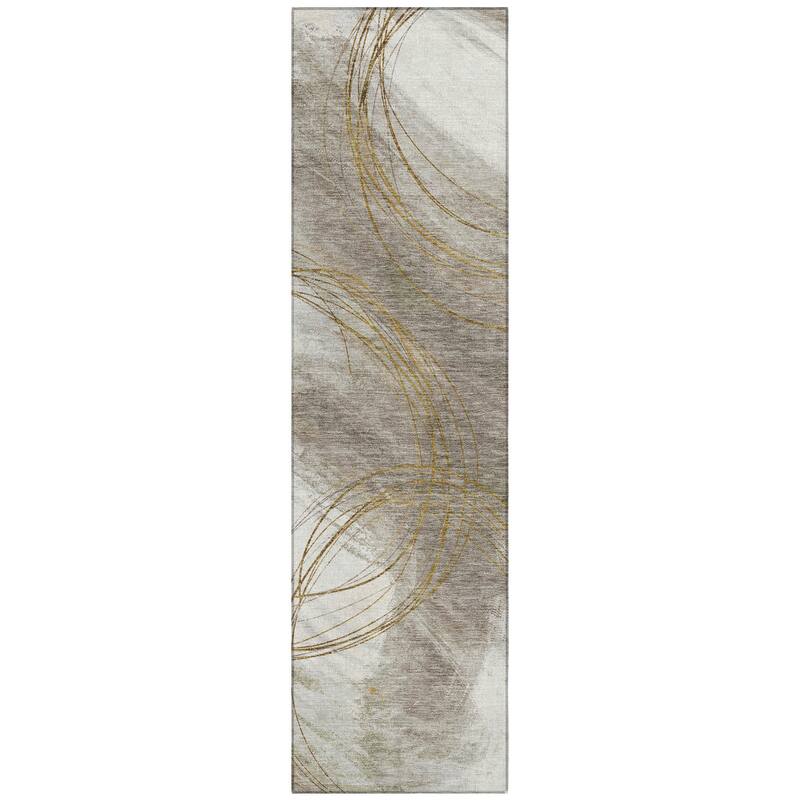 Machine Washable Indoor/ Outdoor Abstract Modern Chantille Rug