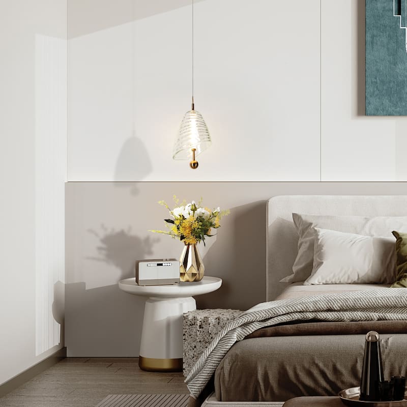 Modern Gold 1-Light LED Pendant with Clear Shell Resin Shades