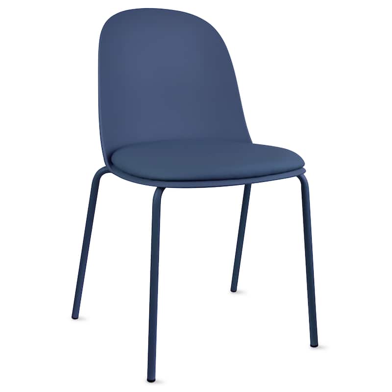 Set of 2 Plastic Dining Chairs Padded Seat Cushion For Kitchen Outdoor Patio Office Waiting Room Breakroom Guest