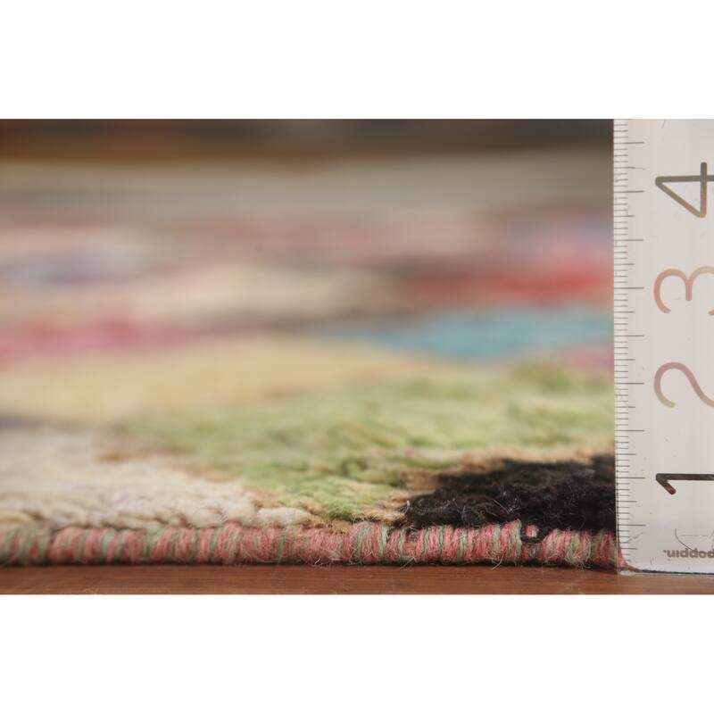 Checkered Geometric Moroccan Oriental Area Rug Handmade Wool Carpet - 9'1" x 12'8"