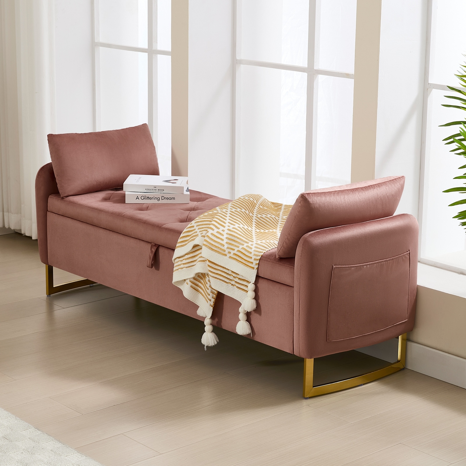 HOMYKA 60" Storage Ottoman Bench