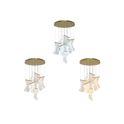 7-Light Brass Chandelier With Acrylic Crumbled Sheet Pendants