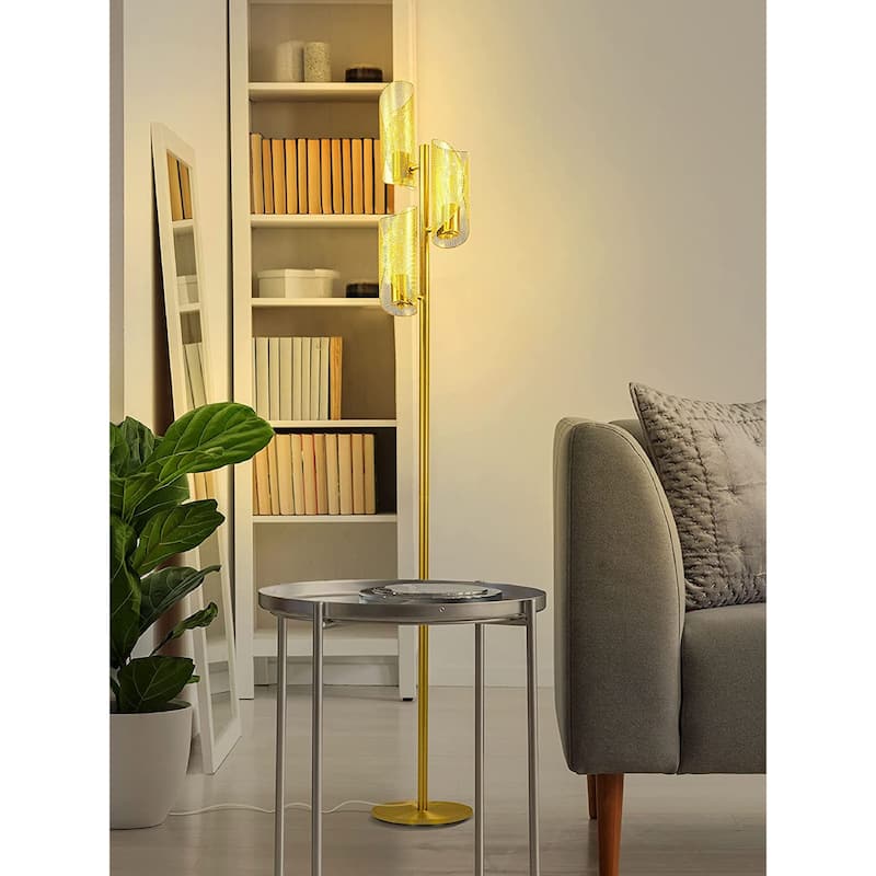 Brightech Lyra 71 in. Brass LED Tree Floor Lamp with 3 Adjustable Light Shades