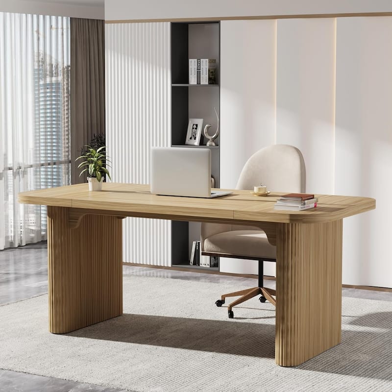 62-Inch Wood Rectangular Executive Desk Large Modern Conference Table for Home Office Boardroom