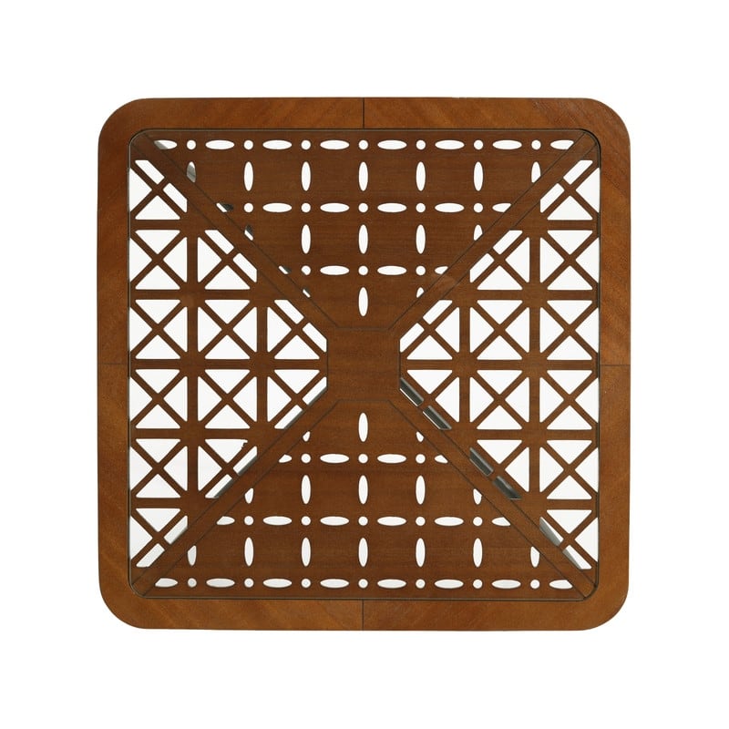 Industrial Style Square Coffee Table - Tempered Glass Top