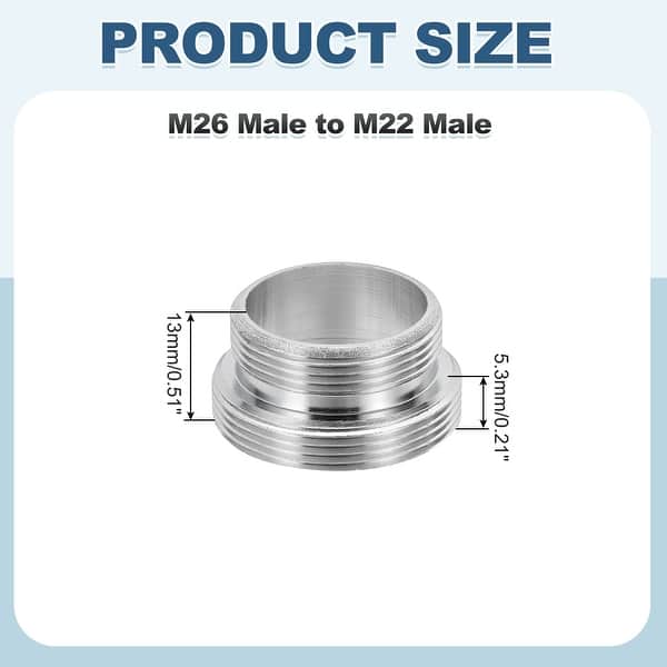 dimension image slide 7 of 23, Faucet Aerator Adapter, Male to Male Brass Faucet Adapter with Washer for Kitchen Bathroom Sink Water Filter - Silver