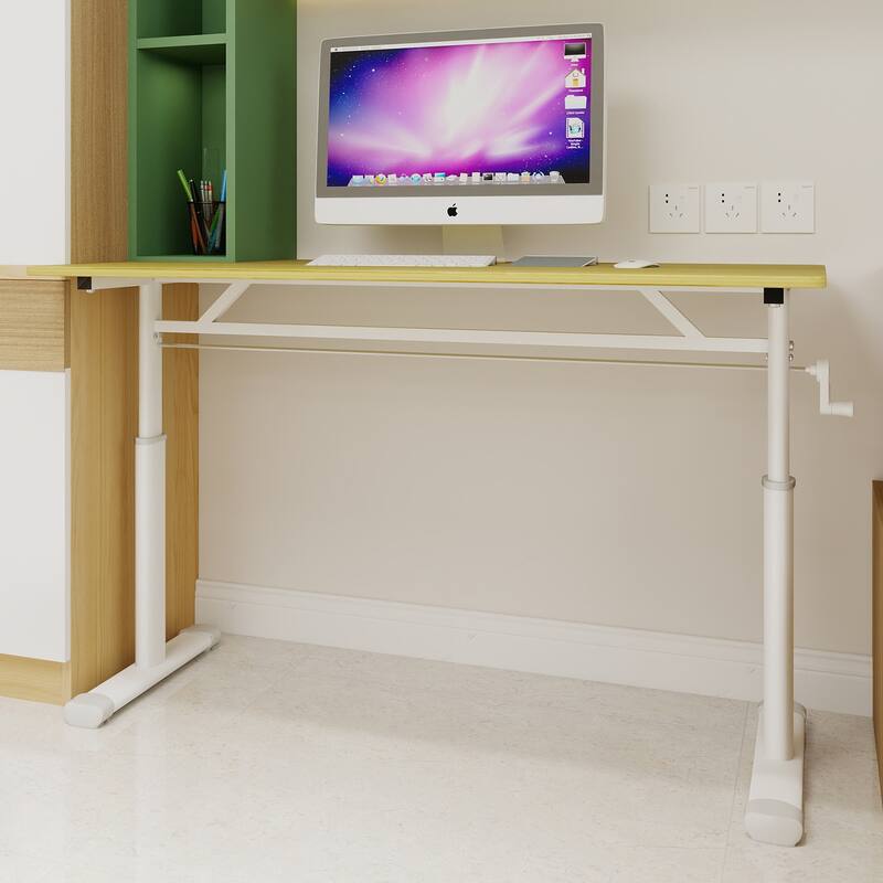 Adjustable Study Desk for Kids & Adults - Height-Adjustable, Multi-Purpose Home/Office Desk, Compact Design - Wood