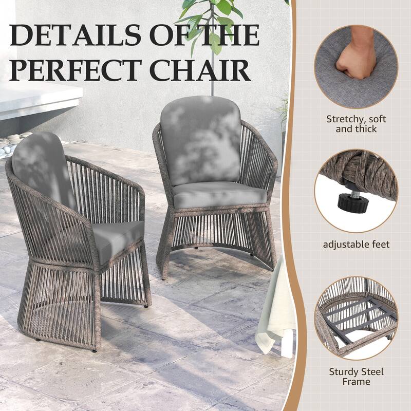 Outdoor 2-piece Steel Dining Chair with Cushion