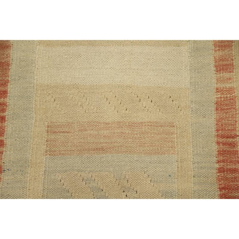 Hand Woven Oriental 100% Wool Carpet Southwestern Tribal Oranges & Rust Kilim Area Rug - 5' 0'' X 3' 5''