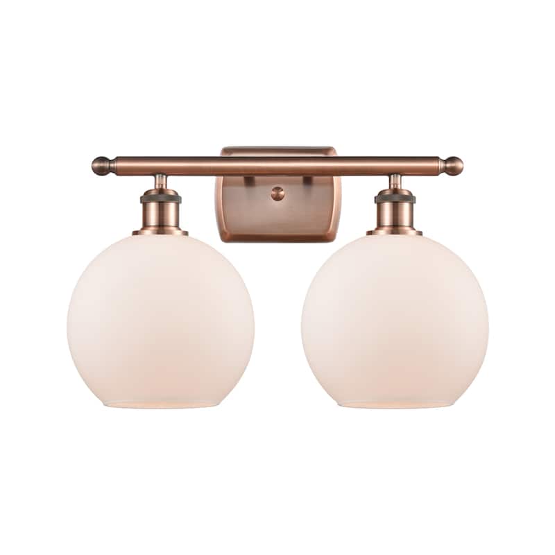 Innovations Lighting 516-2W-12-18 Athens Vanity Athens 2 Light 18" - Antique Copper / Matte White