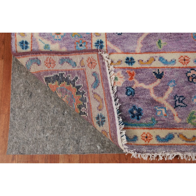 All-Over Purple Floral Oushak Indian Large Rug Handmade Wool Carpet - 7'11" x 15'10"