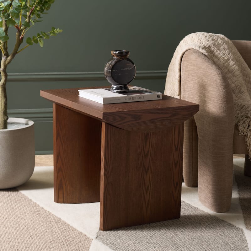 SAFAVIEH Home Bara End Table - 24"W x 18"D x 20"H - Walnut