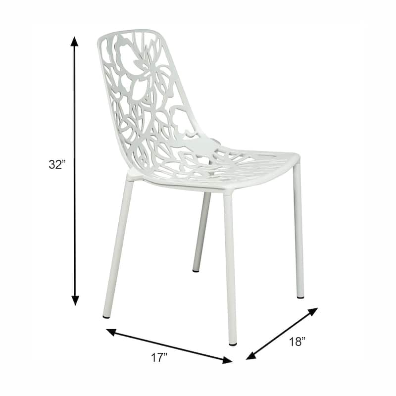 Devon Aluminum Floral Cutout Stackable Dining Chair for Dining Room, Patio, or Garden