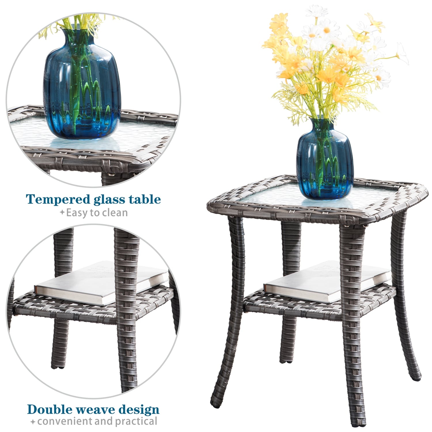 OVIOS 8-piece Patio Wicker Conversation Furniture Set with-image
