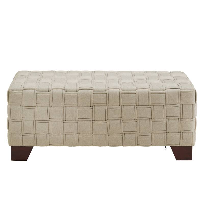 Orlo Walnut Finish Woven Bench by iNSPIRE Q Modern