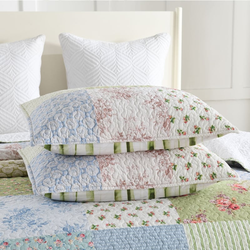3 Pcs Floral Printed Patchwork Quilt Bedspread Set