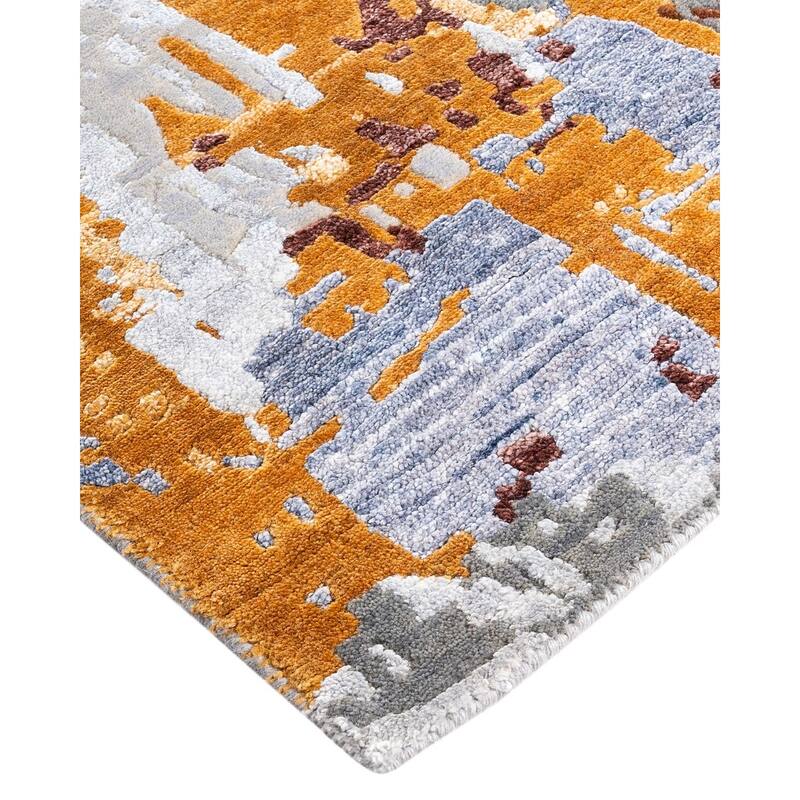 Modern One-of-a-Kind Hand-Knotted Area Rug - Gray, 8' 3" x 10' 2" - 8' 3" x 10' 2"
