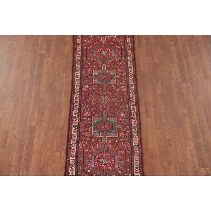 Tribal Geometric Gharajeh Persian Runner Rug Handmade Wool Carpet - 2'4"x 9'7"